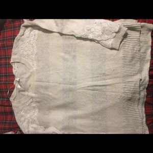 Lauren Conrad cream and gray striped sweater